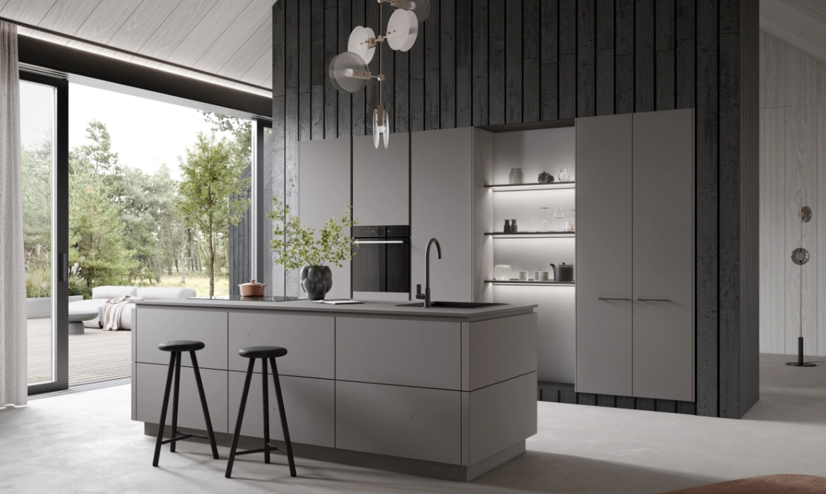 Häcker systemat AV 7010-GL Beton-grau und AV 1000-GL Greige